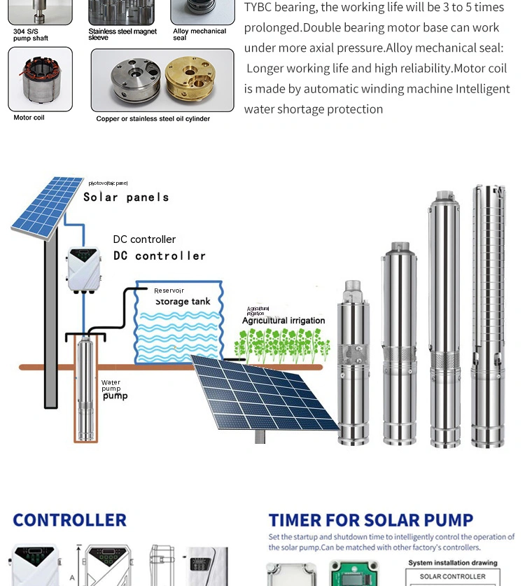 Deep Well Pump Hybrid AC DC Solar Water Pump Submersible Borehole Water Pump